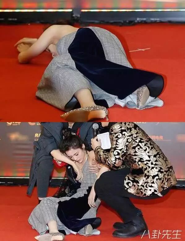 更夸张,刚上场就脸色不佳,还没来得及回答主持人问题就突然晕倒在地