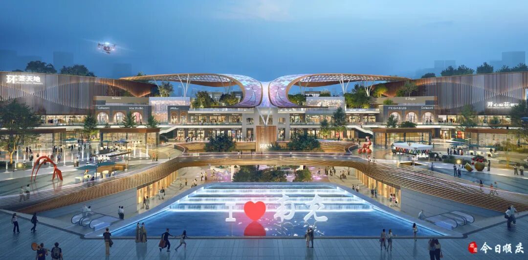 蝴蝶天幕开始吊装，南充环形商场最新进展——-小辉娱乐网