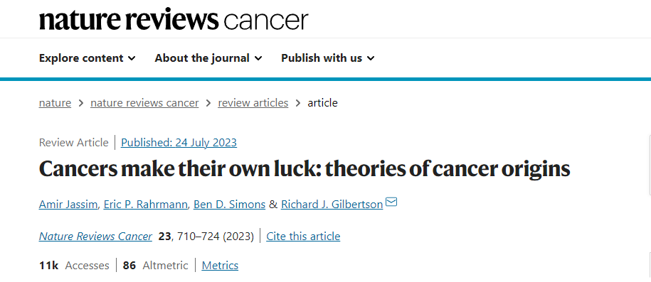 【Nature期刊】癌症起源揭秘：得癌症是因为运气不好？